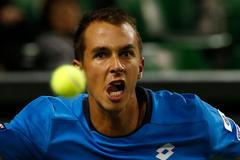 Lukáš Rosol v utkání Davis Cupu proti Japonci Danielovi