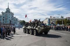 Ukrajina - přehlídka v Luhansku - proruští separatisté