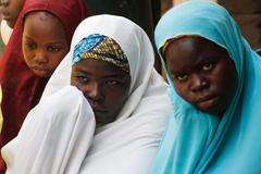 Internally displaced persons, who are victims of Boko Haram attacks, stay at the IDP camp at Wurojuli