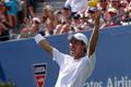 Kei Nišikori se raduje z postupu do finále US Open 2014