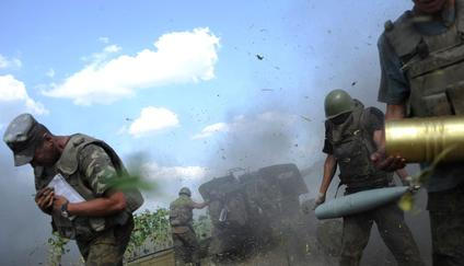 Ukrajina - armáda - Luhanská oblast - dělostřelecká palba