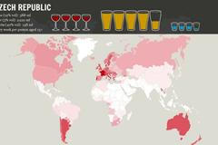 Mapa míry konzumace alkoholu podle WHO