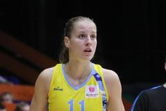Basketbalistka ZVVZ USK Praha Kateřina Elhotová v utkání 1. kola Evropské ligy proti Salamance.
