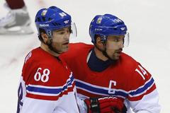 Jágr a Plekanec slaví branku na olympiádě v Soči