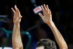 Roger Federer slaví vítězství v Davis Cupu 2014