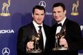 Vitalij Kličko se svým bratrem Vladimirem (vlevo) na předávání cen Bambi
