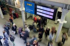 Passengers arrive from a Eurostar train at St Pancras Station in London