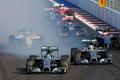 Mercedes Formula One driver Rosberg of Germany leads the pack after the start of the first Russian Grand Prix in Sochi