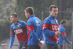 Trénink repre: Daniel Pudil, Josef Šural, David Lafata