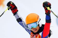 Vanessa Mae v obřím slalomu na olympiádě v Soči