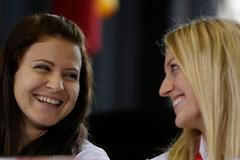 Lucie Šafářová a Petra kvitová před finále Fed Cupu 2014
