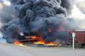 A Canadian National Railway Co train that derailed near Clair Saskatchewan burns west of Wadena