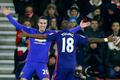 Manchester United's Robin van Persie celebrates with Ashley Young after scoring the opening goal during their English Premier League soccer match against Southampton at St Mary's Stadium in Southampto