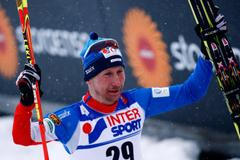Bauer of the Czech Republic poses after the men's cross country 50 km mass start classic race at the Nordic World Ski Championships in Falun
