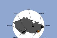 Mapa - počet zastřelených v ČR