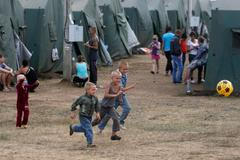 Ukrajina - ukrajinští uprchlíci v táboře v ruské Rostovské oblasti