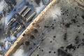 Still image taken from handout aerial footage shot by a drone shows the shell craters at the Sergey Prokofiev International Airport damaged by shelling during fighting between pro-Russian separatists