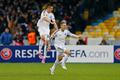 Football: Lukasz Teodorczyk celebrates with team mates after scoring the second goal for Dynamo Kyjev