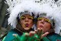 Women dressed in costumes celebrate during "Weiberfastnacht" (Women's Carnival)) in Cologne