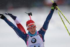 Veronika Vítková v cíli štafety v Ruhpoldingu 2015