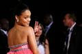 Singer Rihanna arrives at the 57th annual Grammy Awards in Los Angeles