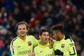 Rakitič, Messi a Nemyar slaví gól Barcelony