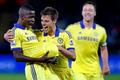 Football: Ramires celebrates with Cesar Azpilicueta after scoring the third goal for Chelsea