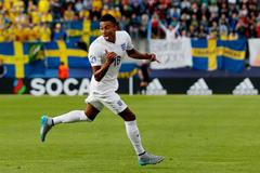 SOC: Jesse Lingard celebrates after scoring the first goal for England
