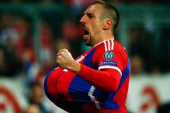 Bayern Munich's Ribery celebrates after scoring a goal against Shakhtar Donetsk during their Champions League Round of 16 second leg soccer match in Munich