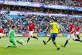 Norway's goalkeeper Nyland saves a shot by Sweden's captain Ibrahimovic during an international friendly soccer match between Norway and Sweden at Ullevaal Stadium in Oslo