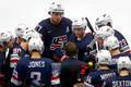 Head coach Richards of the US talks to his players during a time out during their ice hockey World Championship game against Russia during their ice hockey World Championship game in Ostrava