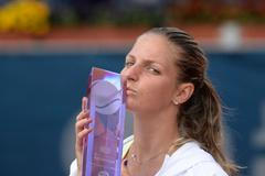 Karolína Plíšková se raduje z titulu na Sparta Prague Open 2015