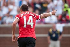 Javier Hernandez slaví gól Manchesteru United