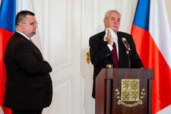 Miloš Zeman při tiskové konferenci na Pražském hradě