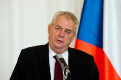 Miloš Zeman při tiskové konferenci na Pražském hradě.