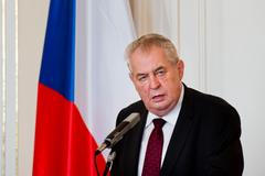 Miloš Zeman při tiskové konferenci na Pražském hradě.