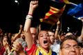 Stoupenci katalánské nezávislosti po volbách v Barceloně.