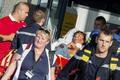 French emergency services transport a victim after a shooting on the Amsterdam to Paris Thalys high-speed train in Arras