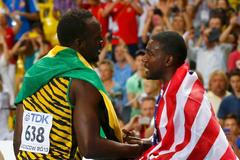 MS v atletice 2013, 100 m - finále: Usain Bolt a Justin Gatlin