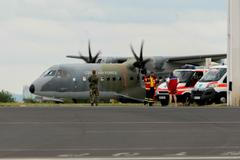 Přílet zraněných Ukrajinců na Letiště Kbely - projekt MEDEVAC