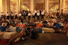 Nádraží Keleti v Budapešti - uprchlíci