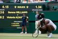 Serena Williams of the U.S.A. reacts during her match against Victoria Azarenka of Belarus at the Wimbledon Tennis Championships in London