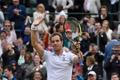 Richard Gasquet of France celebrates after winning his match against Stan Wawrinka of Switzerland at the Wimbledon Tennis Championships in London