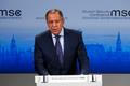 Russian Foreign Minister Lavrov addresses during the 51st Munich Security Conference at the 'Bayerischer Hof' hotel in Munich