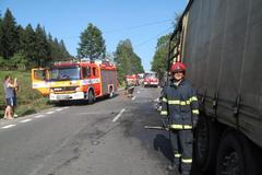 U Rožnova pod Radhoštěm hořel kamion