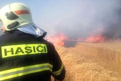 Hasič bojující s požárem.