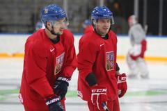 Trénink repre v O2 Areně: Jan Kovář a Petr Koukal