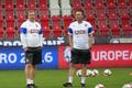 Trénink české fotbalové reprezentace v Plzni: Pavel Vrba a Karel Krejčí