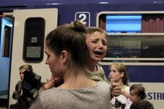 Uprchlíci na nádraží v Budapešti