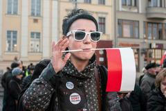 Protivládní demonstrace v Bydhošti.